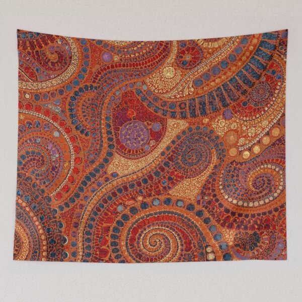 Item preview, Terracotta Mosaic Swirls Sapphire Crimson Gold Paisley Pattern designed and sold by GrinGalore.