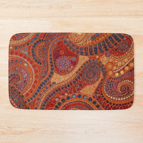 Item preview, Terracotta Mosaic Swirls Sapphire Crimson Gold Paisley Pattern designed and sold by GrinGalore.