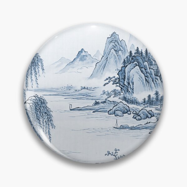 Item preview, Vintage Chinoiserie Mountain & River Flow through designed and sold by PixDezines.