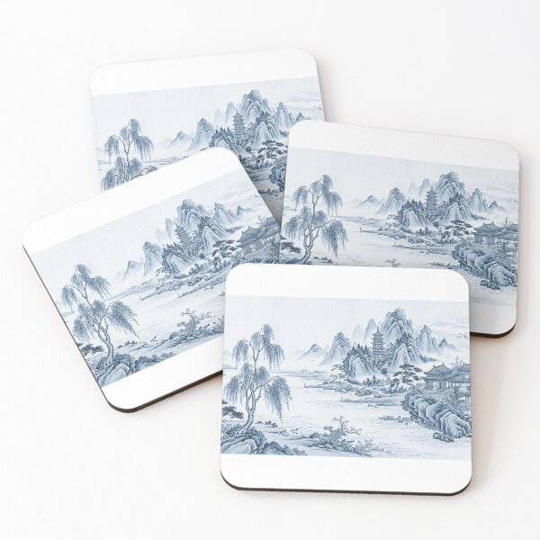 Item preview, Vintage Chinoiserie Mountain & River Flow through designed and sold by PixDezines.
