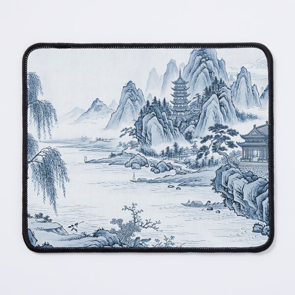 Item preview, Vintage Chinoiserie Mountain & River Flow through designed and sold by PixDezines.