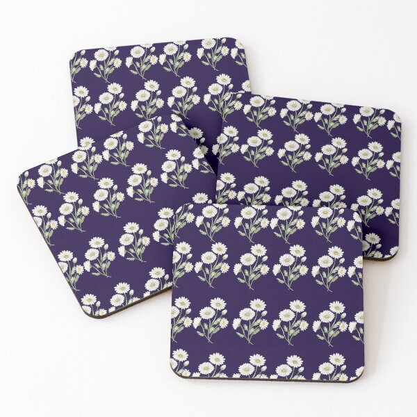Item preview, ​White Daisy Seamless Pattern on Dark Purple Indigo. designed and sold by Jyoti-Quotes.
