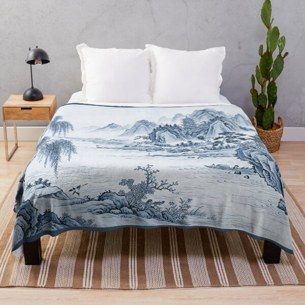 Item preview, Vintage Chinoiserie Mountain & River Flow through designed and sold by PixDezines.