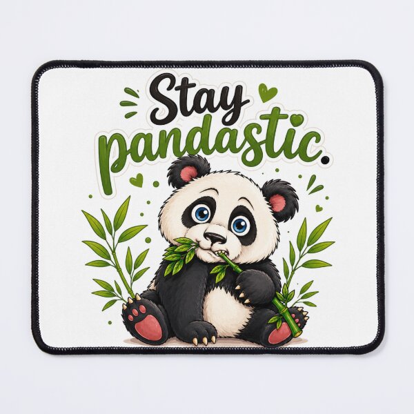 Item preview, Stay Pandastic | Cute Panda Eating Bamboo Cartoon Sticker | Kawaii Animal Gift designed and sold by CRAZZYDOODLES.