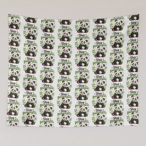 Item preview, Stay Pandastic | Cute Panda Eating Bamboo Cartoon Sticker | Kawaii Animal Gift designed and sold by CRAZZYDOODLES.