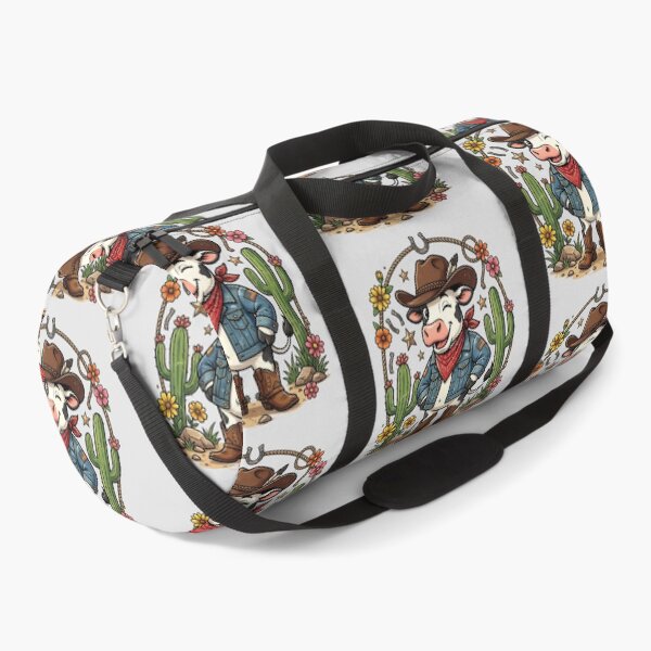 Item preview, Cute Cowboy Cow Western Cartoon Cactus Floral Retro Country Farm T-Shirt Design designed and sold by Bhaskar Digital Art.