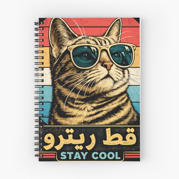 Aperçu de l'œuvre Retro Cat Stay Cool - قط ريترو - Lunettes de soleil vintage des années 70 Cat-Arabian style-arabe cats créée et vendue par Kittcatking.