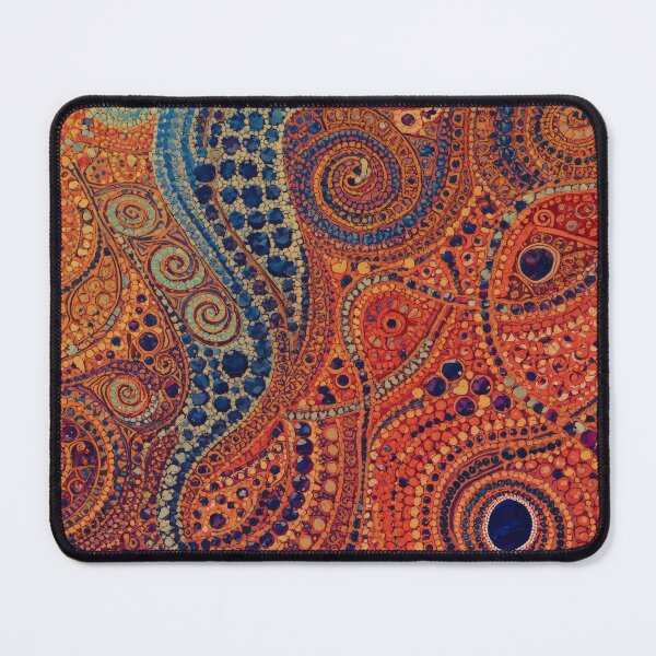 Item preview, Sapphire Blue Coral Orange Swirl Abstract Mosaic Pattern designed and sold by GrinGalore.