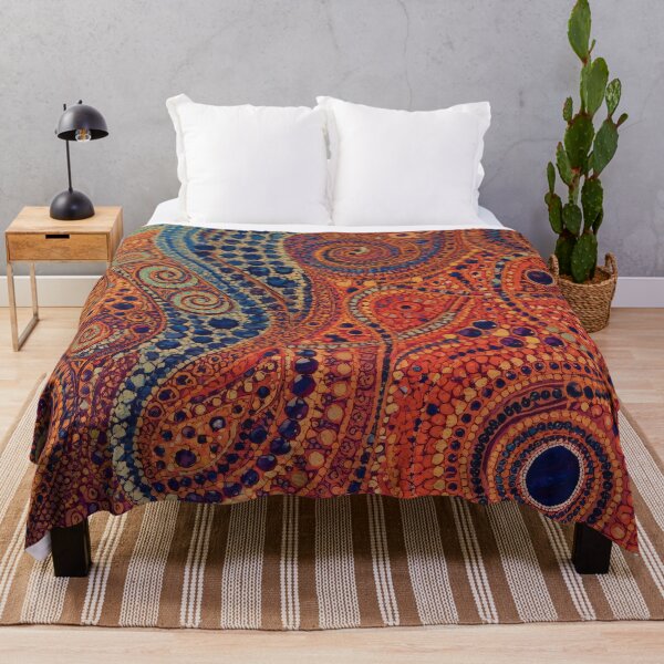 Item preview, Sapphire Blue Coral Orange Swirl Abstract Mosaic Pattern designed and sold by GrinGalore.