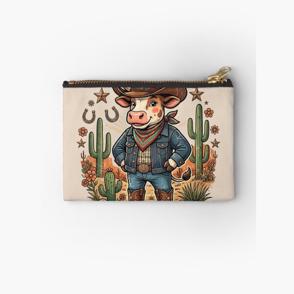 Item preview, Cute Cowboy Cow Western Cartoon Cactus Floral Retro Country Farm Design designed and sold by Bhaskar Digital Art.