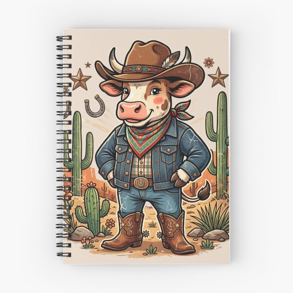Item preview, Cute Cowboy Cow Western Cartoon Cactus Floral Retro Country Farm Design designed and sold by Bhaskar Digital Art.