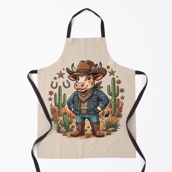 Item preview, Cute Cowboy Cow Western Cartoon Cactus Floral Retro Country Farm Design designed and sold by Bhaskar Digital Art.