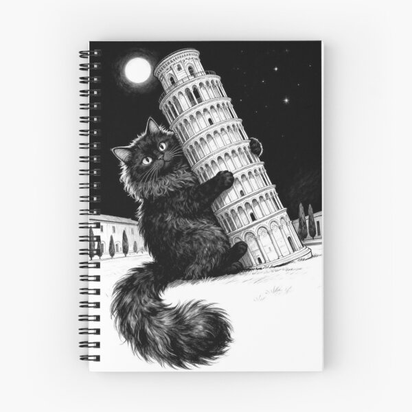 Item preview, Funny Black Cat and Leaning Tower of Pisa Illustration, Lover cat t-shirt designed and sold by HomeFarShop.