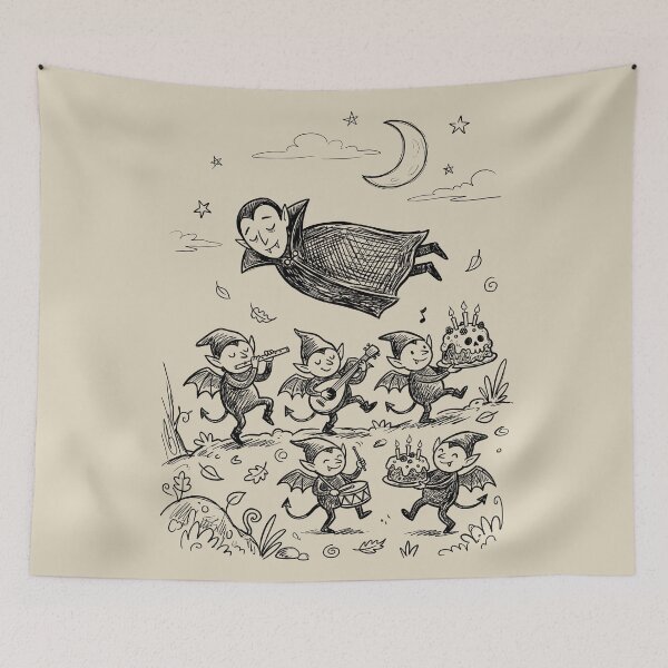 Item preview, Hovering Velvet Vampire with Bat Imp Minions - Surreal Goth designed and sold by bapupa.