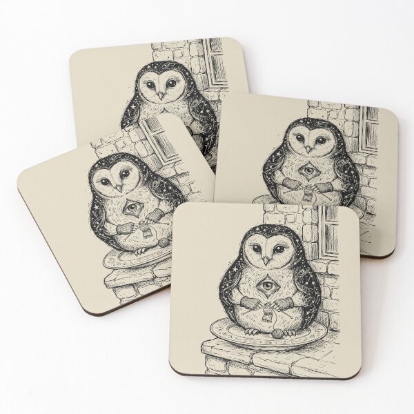 Item preview, Plump Barn Owl with Soft Human Hands - Surreal Goth designed and sold by bapupa.