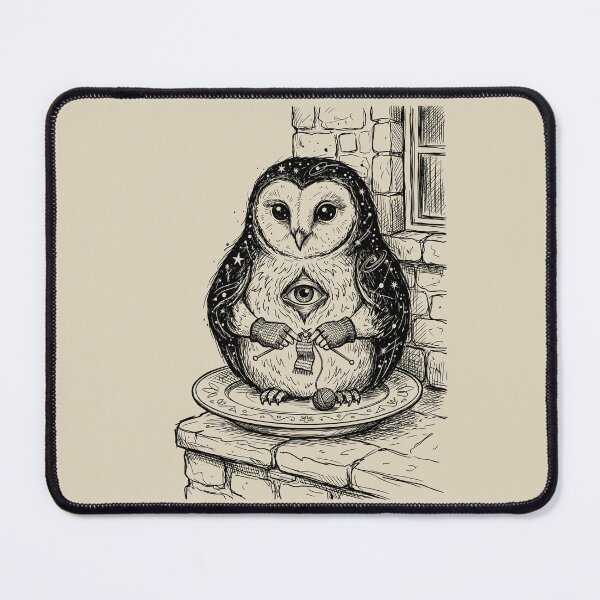 Item preview, Plump Barn Owl with Soft Human Hands - Surreal Goth designed and sold by bapupa.