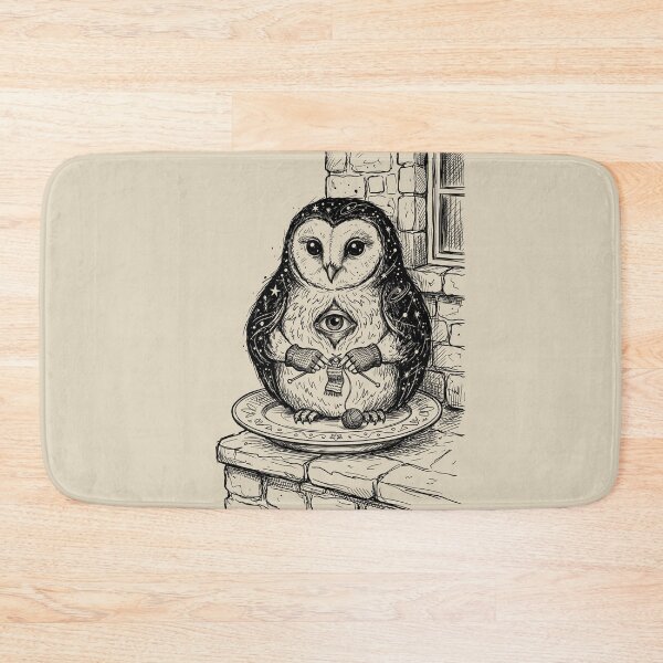 Item preview, Plump Barn Owl with Soft Human Hands - Surreal Goth designed and sold by bapupa.