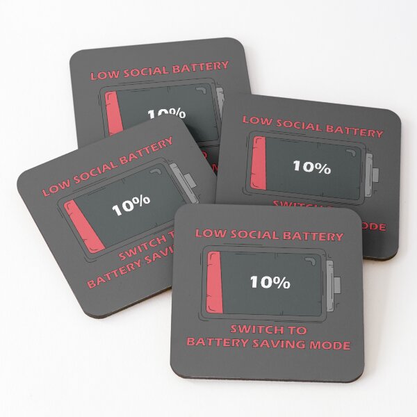 Item preview, social battery. Low social battery, switch to battery saving mode. introvert humor. leave me alone. socially awkward. designed and sold by NPC-wear.