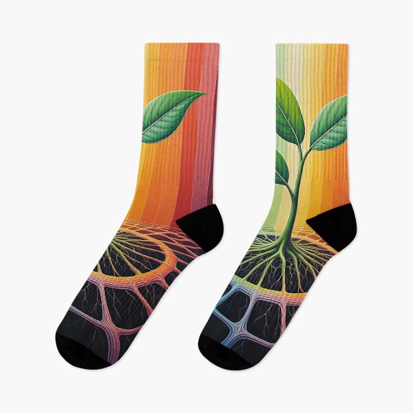 Item preview, Green growth sprouts against a colorful rainbow designed and sold by Mianku | Für das Leben.