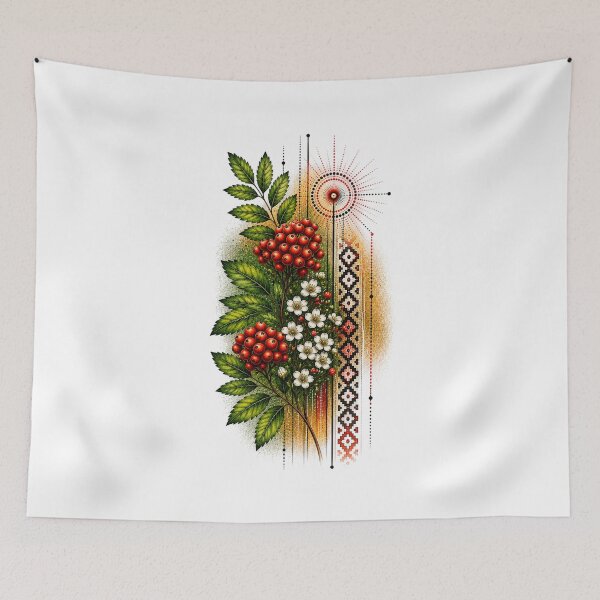 Item preview, Rowan Berries and White Wildflowers designed and sold by PetalGarden.