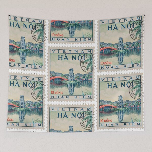 Item preview, Hanoi Vietnam Hoan Kiem Lake Turtle Tower Stamp Sticker designed and sold by stickercuffs.