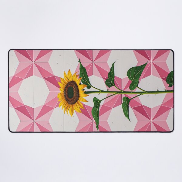 Item preview, Sunflower in front of an abstract pattern in pink and white designed and sold by Mianku | Für das Leben.