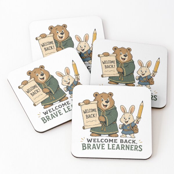 Item preview, Welcome Back Brave Learners – Medieval Teacher Bear and Bunny designed and sold by DonnaByPT.