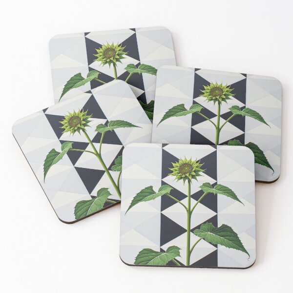 Item preview, Blooming sunflower on a geometric patterned background. designed and sold by Mianku | Für das Leben.