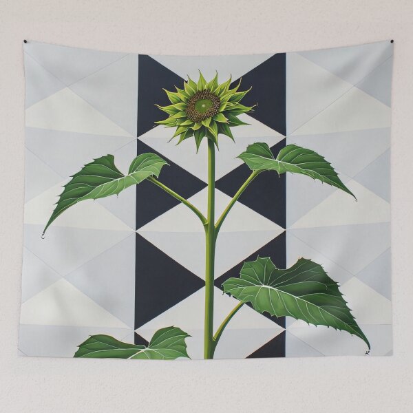 Item preview, Blooming sunflower on a geometric patterned background. designed and sold by Mianku | Für das Leben.