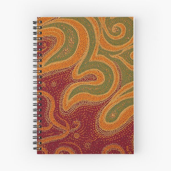 Item preview, Earthy Ochre Green Red Swirl Pointillism Dot Art designed and sold by GrinGalore.