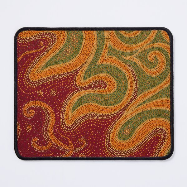 Item preview, Earthy Ochre Green Red Swirl Pointillism Dot Art designed and sold by GrinGalore.