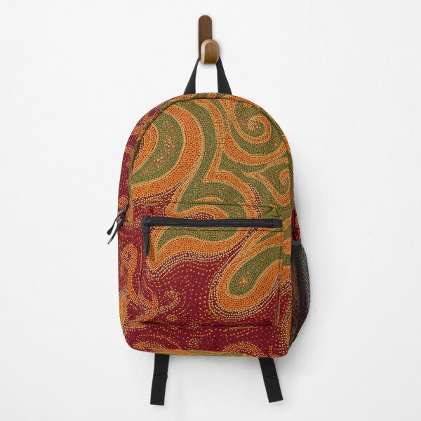 Item preview, Earthy Ochre Green Red Swirl Pointillism Dot Art designed and sold by GrinGalore.