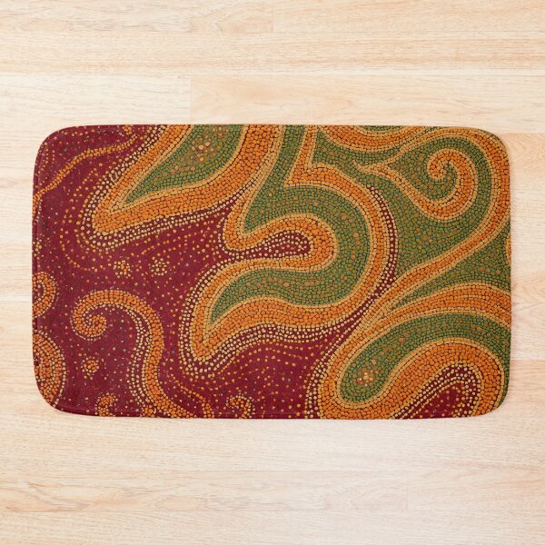 Item preview, Earthy Ochre Green Red Swirl Pointillism Dot Art designed and sold by GrinGalore.
