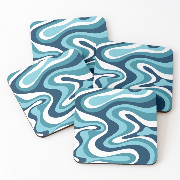 Item preview, Liquid Swirl Retro Abstract in Deep Navy Blue , Light Teal, and Medium Teal Blue, Cream, and White designed and sold by Differenceee.