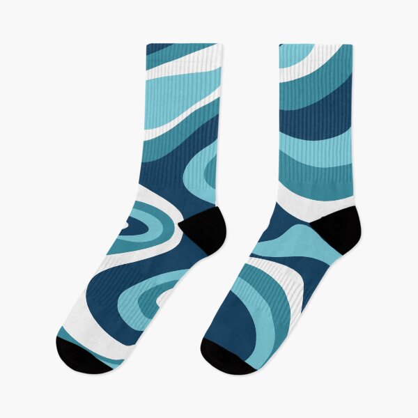 Item preview, Liquid Swirl Retro Abstract in Deep Navy Blue , Light Teal, and Medium Teal Blue, Cream, and White designed and sold by Differenceee.