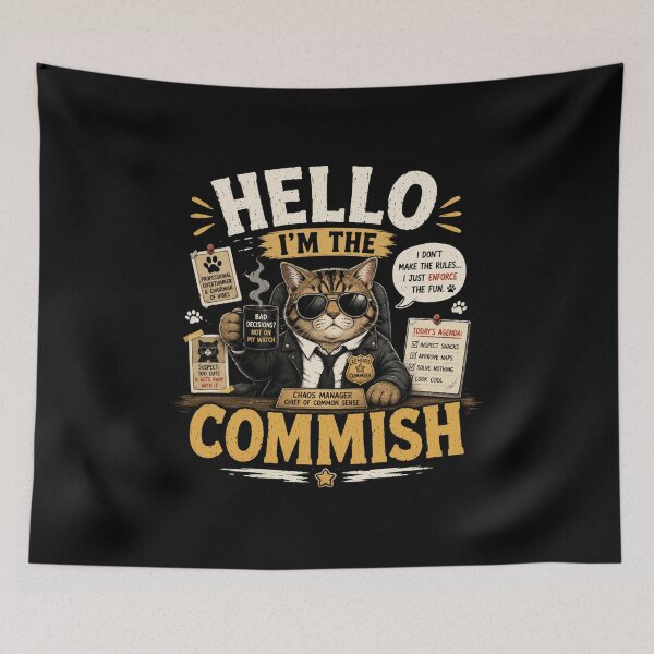 Item preview, Hello I'm The Commish Funny Cat T-Shirt – Cool Boss Meme Vintage Authority Humor Design designed and sold by Artimax-Studio.