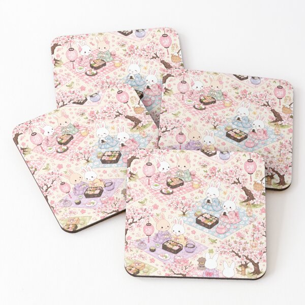 Item preview, Kawaii Rabbit Sakura Picnic Seamless Pattern | Japanese Cherry Blossom Wrapping Paper & Scrapbook Design designed and sold by kawaii animal store (in Japan).