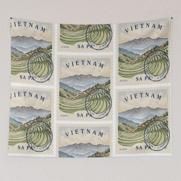 Item preview, Sa Pa Vietnam Rice Terraces Mountain Ridge Stamp Sticker designed and sold by stickercuffs.