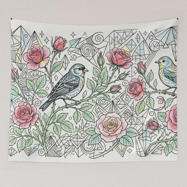 Item preview, Birds among roses designed and sold by Sigtrix.