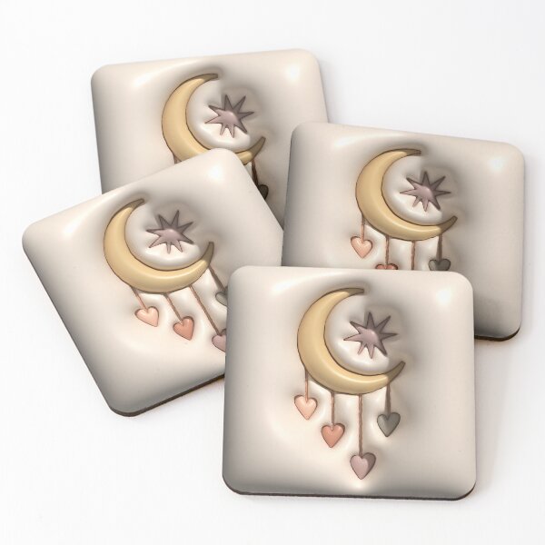 Item preview, Boho Moon with Stars and Hearts for the Nursery designed and sold by AniDragonfly.