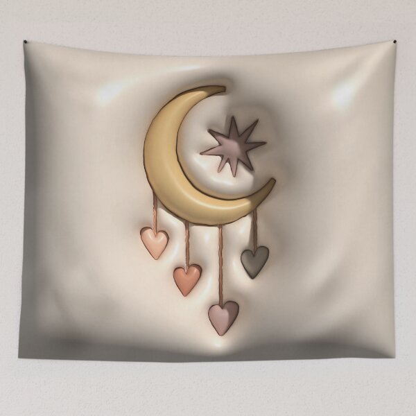 Item preview, Boho Moon with Stars and Hearts for the Nursery designed and sold by AniDragonfly.