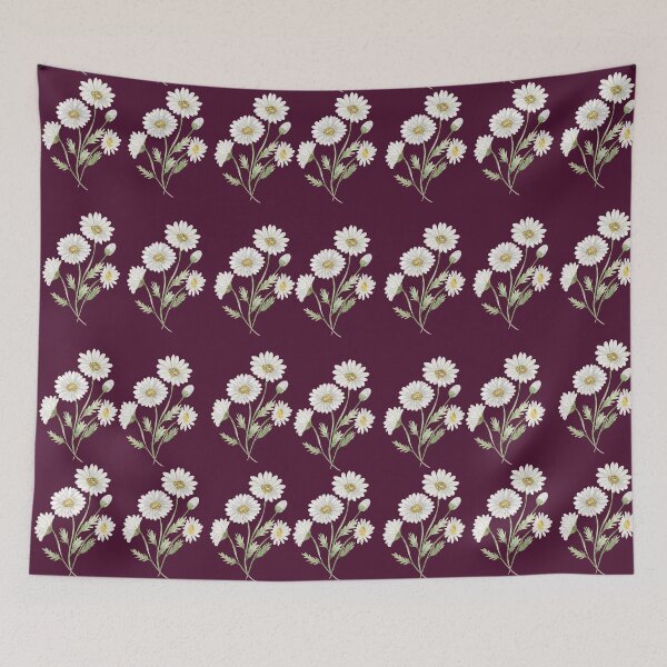 Item preview, Moody Burgundy Daisy Botanical Home Accent Pattern designed and sold by ​Jyoti Digital Artist.