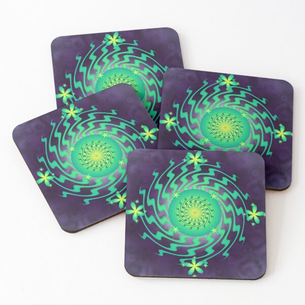 Item preview, Groovy Emerald and Plum Hypnotic Fractal Floral Mandala designed and sold by pinkal.