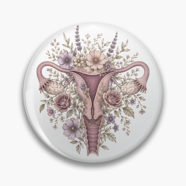 Item preview, Floral anatomical female reproductive system illustration designed and sold by KLflorals.