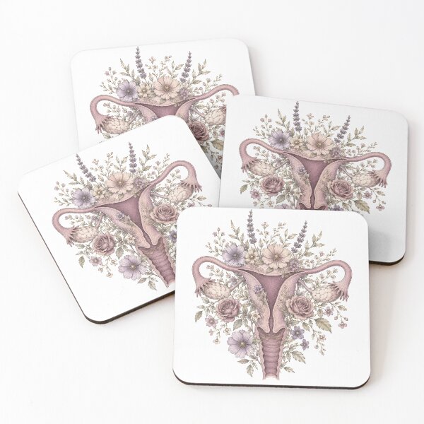 Item preview, Floral anatomical female reproductive system illustration designed and sold by KLflorals.