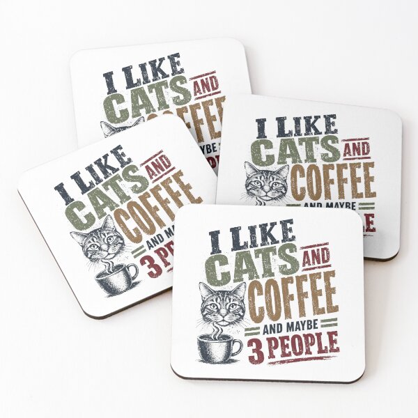 Item preview, I Like Cats And Coffee And Maybe 3 People Cat Lover Coffee Addict Introvert Sarcastic Gift designed and sold by RetroMini2026.