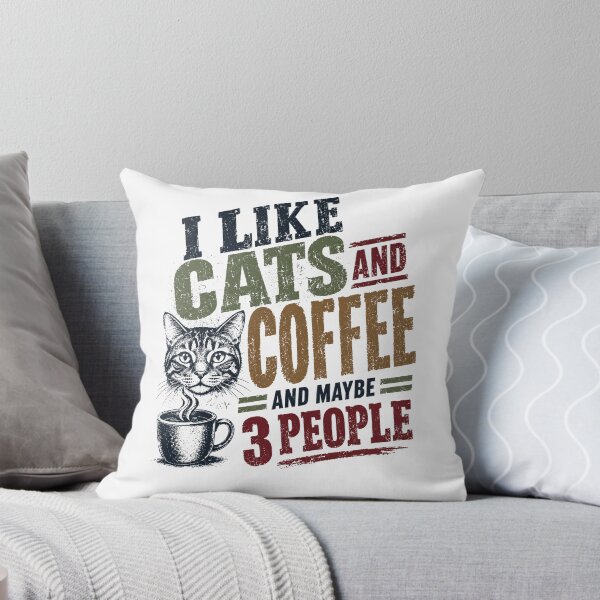 Item preview, I Like Cats And Coffee And Maybe 3 People Cat Lover Coffee Addict Introvert Sarcastic Gift designed and sold by RetroMini2026.
