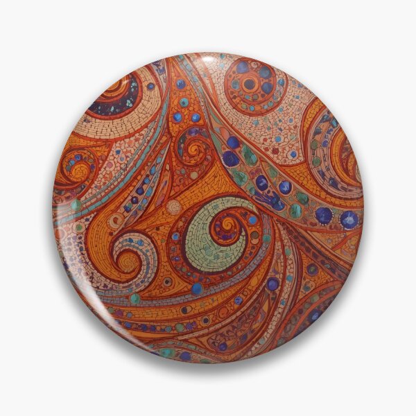 Item preview, Amber Orange Sapphire Blue Swirl Mosaic Tile Pattern designed and sold by GrinGalore.
