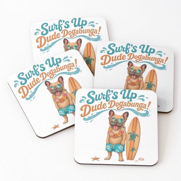 Item preview, Surf's Up Dude Dogabunga French Bulldog Tropical Beach T-Shirt designed and sold by ArtisticDesignsbyLinda.