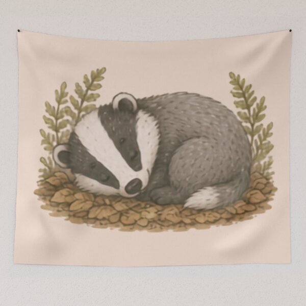 Item preview, Cozy Nap Badger designed and sold by MellowMunchkins.